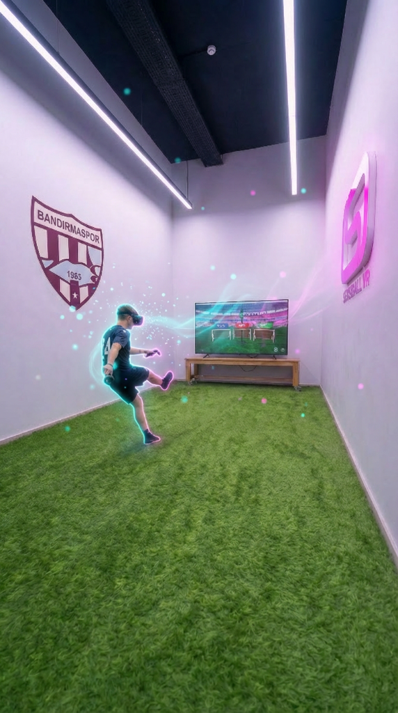 Professional football player training with SensiBallVR in a Bandırmaspor training facility